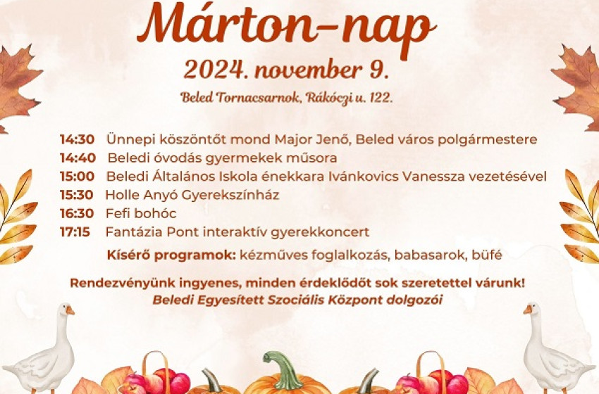 Márton-nap Beleden: Színes programok várják az érdeklődőket