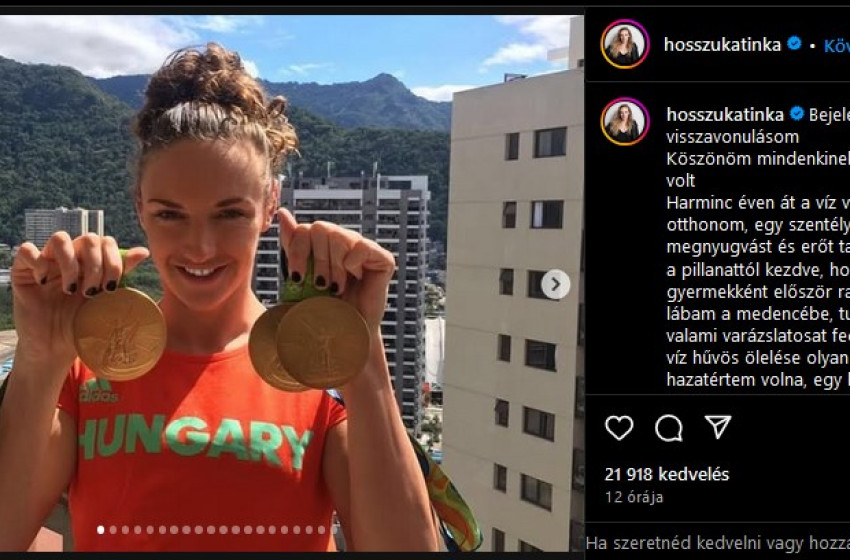 Hosszú Katinka bejelentette, hogy visszavonul