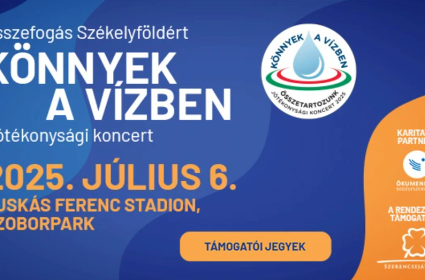 „Könnyek a vízben” – Egy koncert, ami életeket változtathat meg Jótékonysági összefogás Székelyföldért a Puskás Szoborparkban