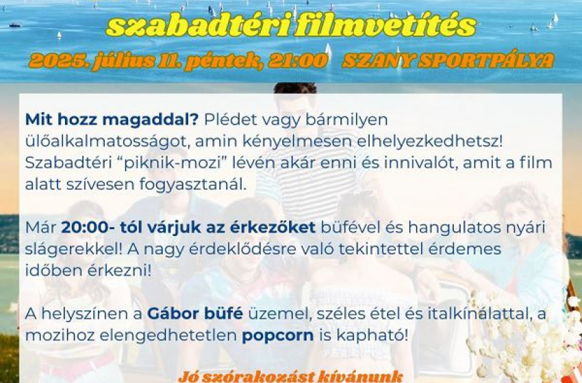 Csillagfényes moziélmény Szanyban – Jön a „Hogyan tudnék élni nélküled?” szabadtéri filmvetítés!