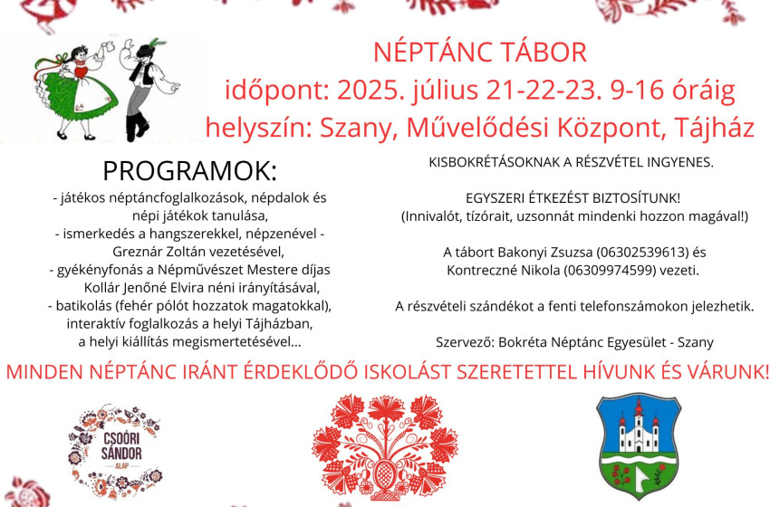 Néptánc Tábor Szanyban – három nap a hagyományok jegyében