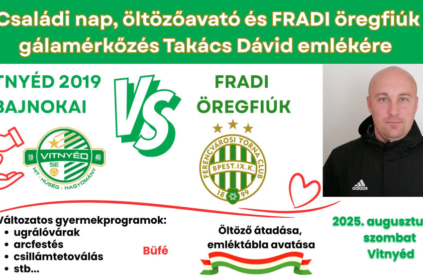 Gálameccset játszik a Vitnyéd 2019-es bajnokcsapat a Ferencváros-öregfiúkkal