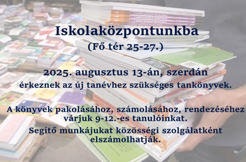 Augusztus 13-án érkeznek az új tankönyvek
