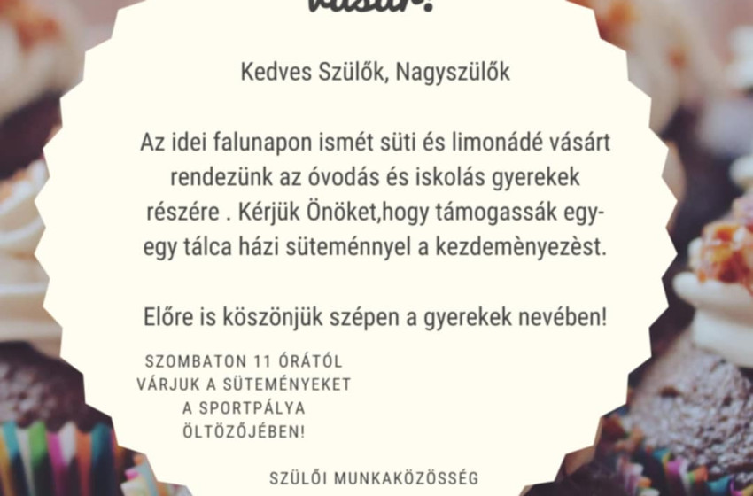 Jótékonysági sütivásár és limonádé a győrsövényházi falunapon