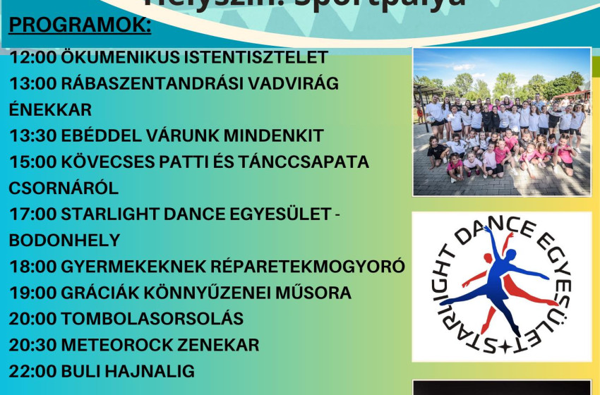 Falunap Rábaszentandráson – szeptember 6-án színes programokkal várják a lakosságot