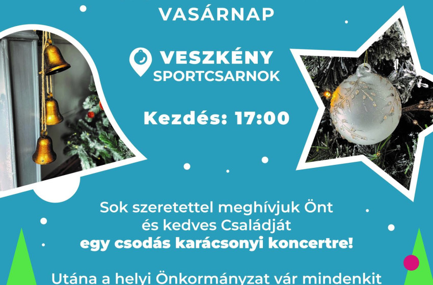 Karácsonyi koncertre várják a közönséget Veszkényben