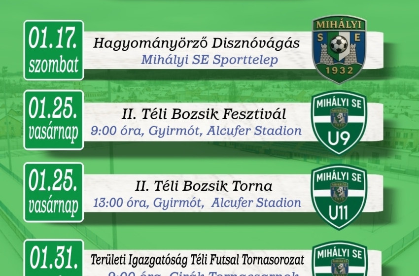 Sűrű januári programokkal kezdi a 2026-os évet a Mihályi SE