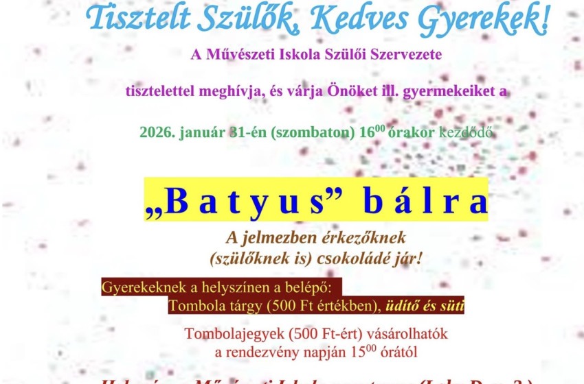 Batyus bállal készül a Kerényi György Alapfokú Művészeti Iskola Csornán - családi mulatság január végén  