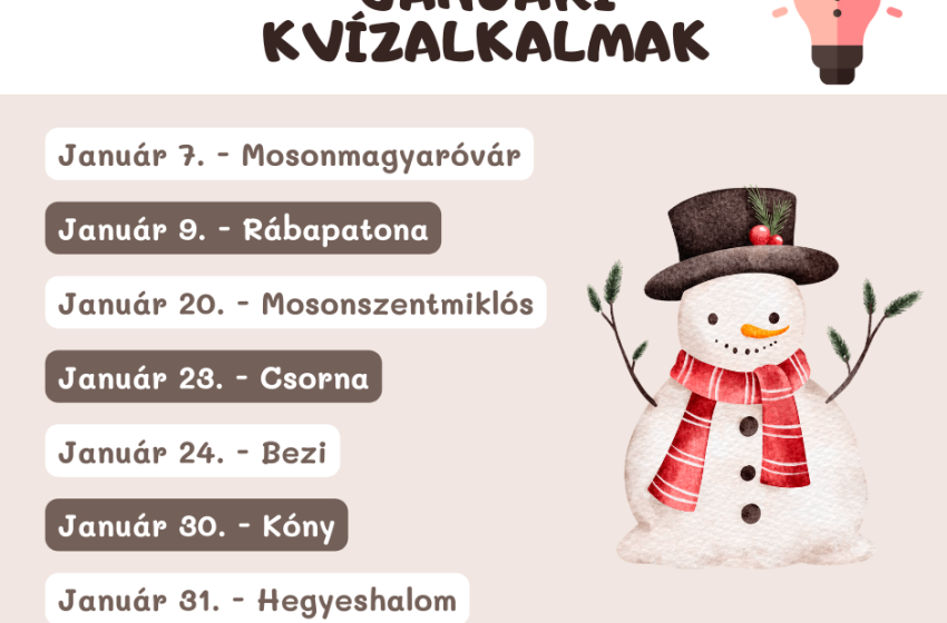 A hétvégén kvízest Csornán és Bezin 