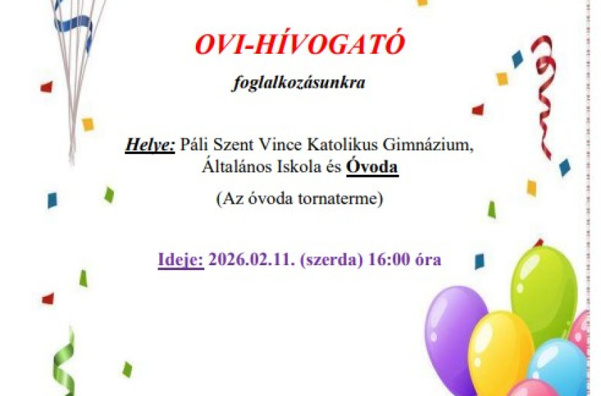 Ovi-hívogató foglalkozás a Pál Szent Vince Katolikus Óvodában és Iskolában