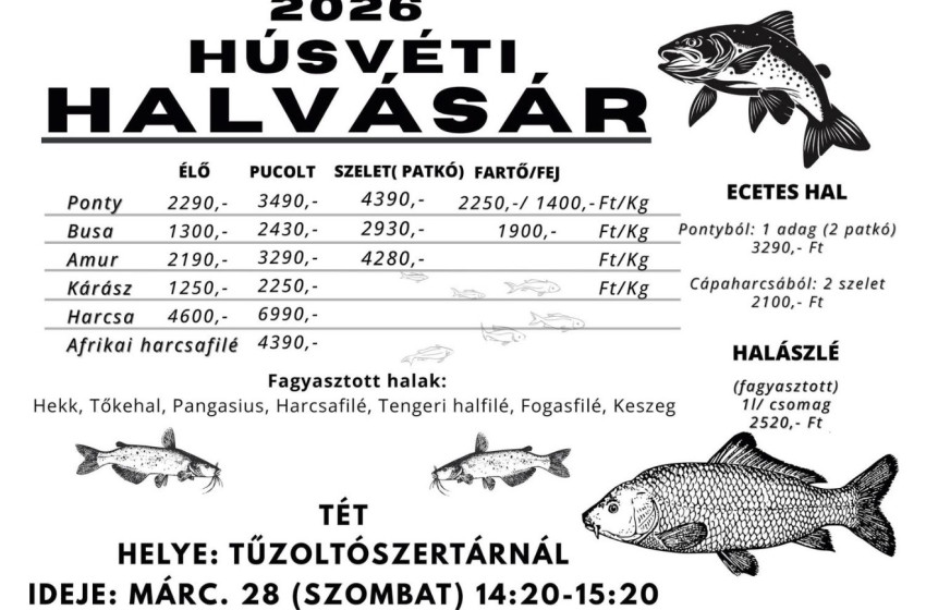 Húsvéti halvásár Téten – friss és feldolgozott halakkal várják a vásárlókat