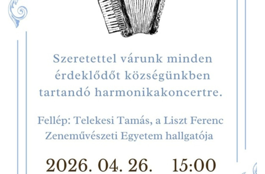 Harmonikakoncert várja az érdeklődőket Bogyoszlón