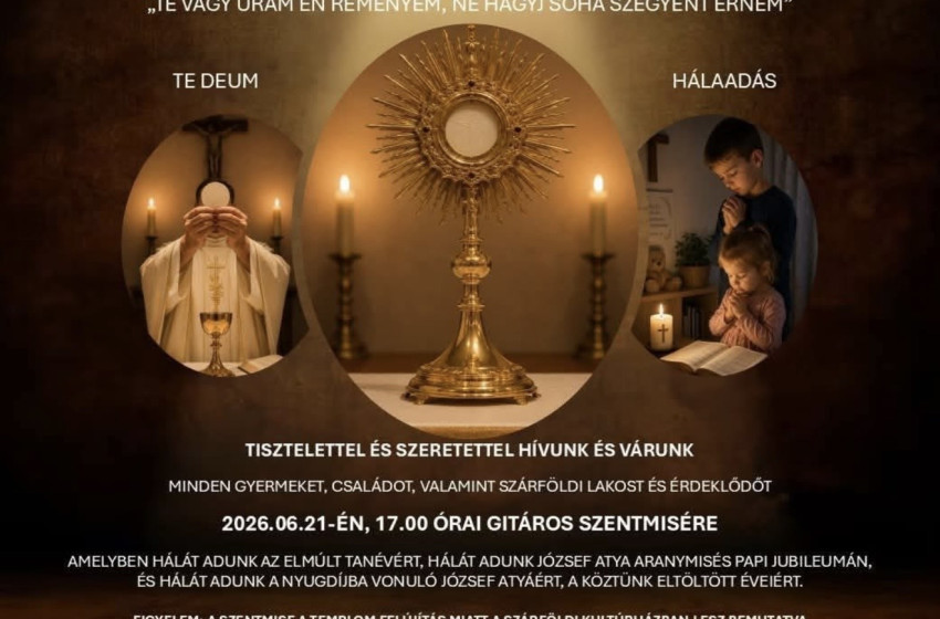 Hálaadó gitáros szentmisére várják a híveket Szárföldön