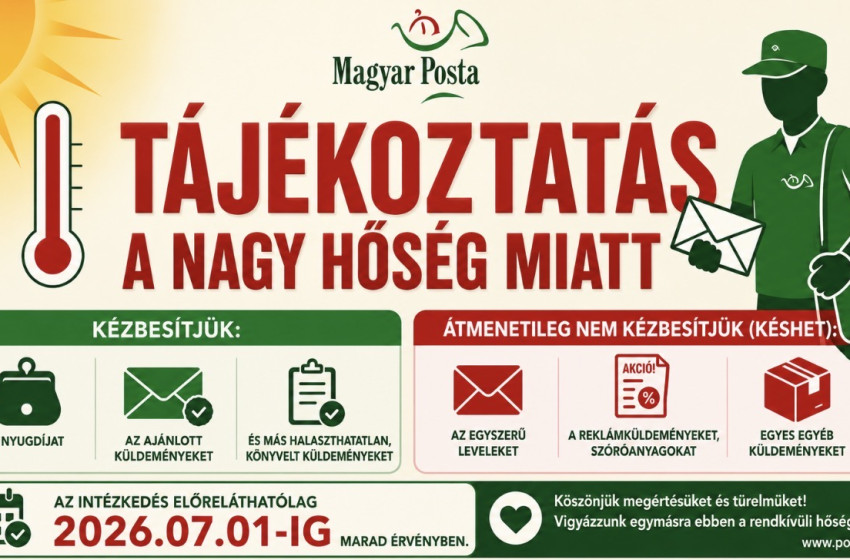A rendkívüli hőség miatt módosítja a kézbesítést a Magyar Posta