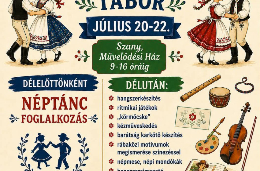 Néptánctábor várja a gyermekeket Szanyban