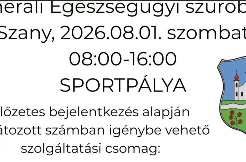 Generali Egészségügyi Szűrőbusz érkezik Szanyba augusztus 1-jén