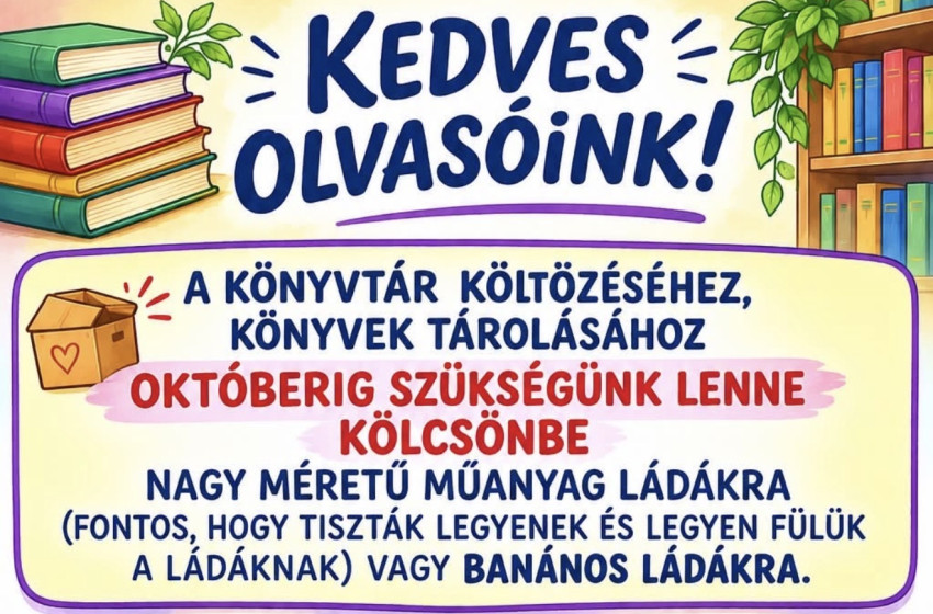 Költözés előtt a Rábapatonai Könyvtár – ládákat kérnek a lakosságtól
