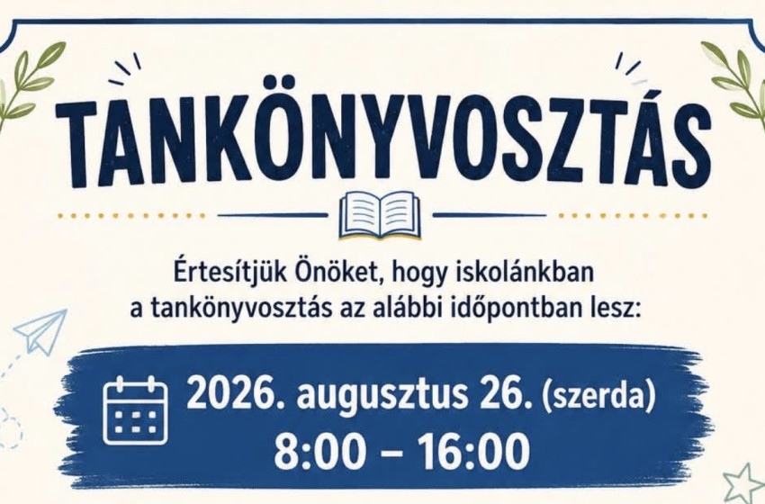 Augusztus 26-án tartják a tankönyvosztást Rábapatonán
