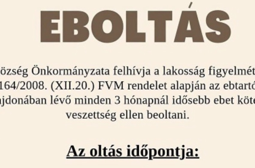 Kötelező eboltás Szilban, Zsebeházán és Sopronnémetiben – mutatjuk az időpontokat és az árakat